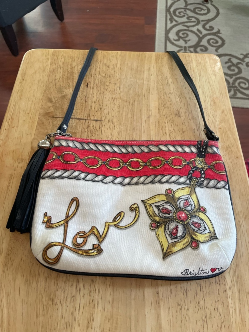 Brighton Glitter & Go Love Pouch crossbody bag purse Tom Clancy art zip closure - Picture 6 of 16